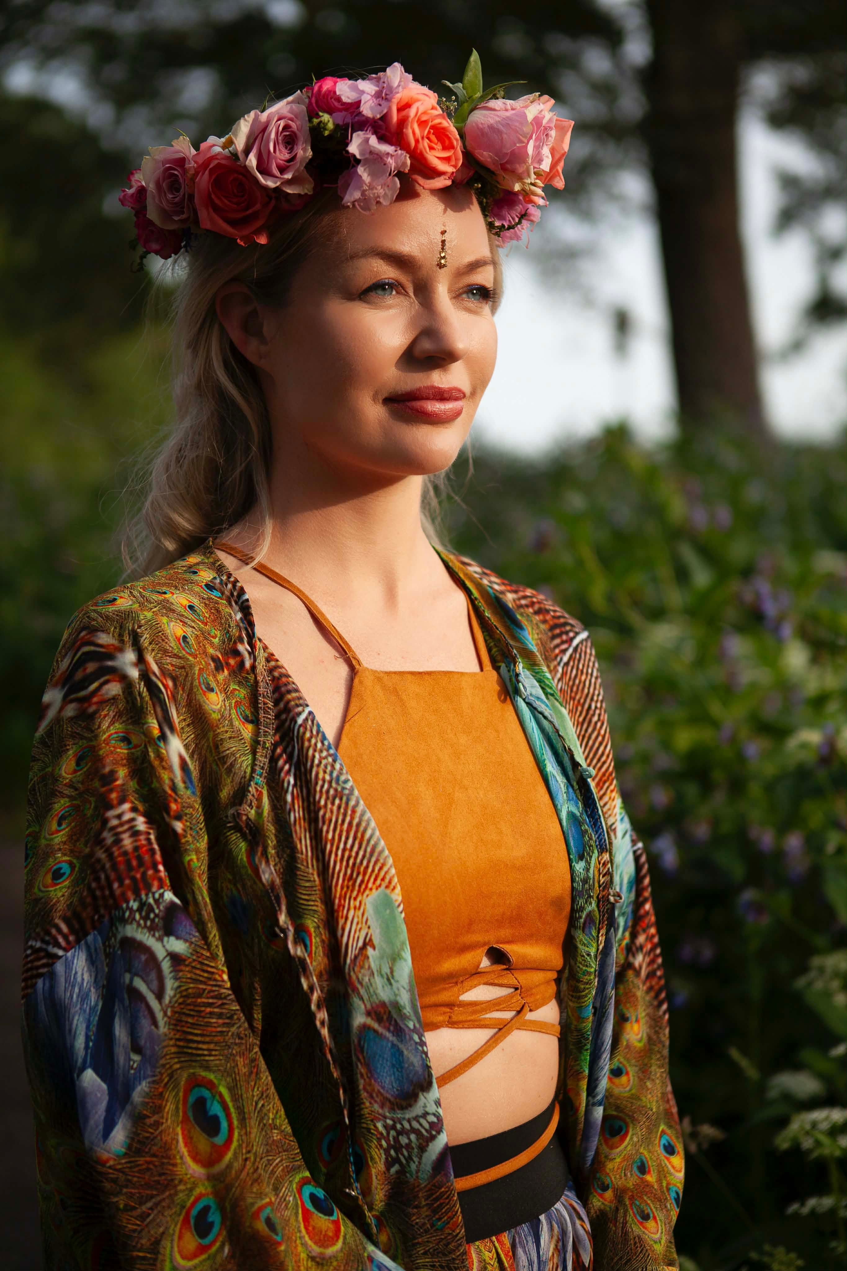 Vera Rogersdotter wearing a flower crown